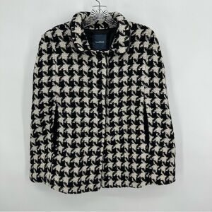 Modcloth Cape Houndstooth Wool Blend Black White Size M